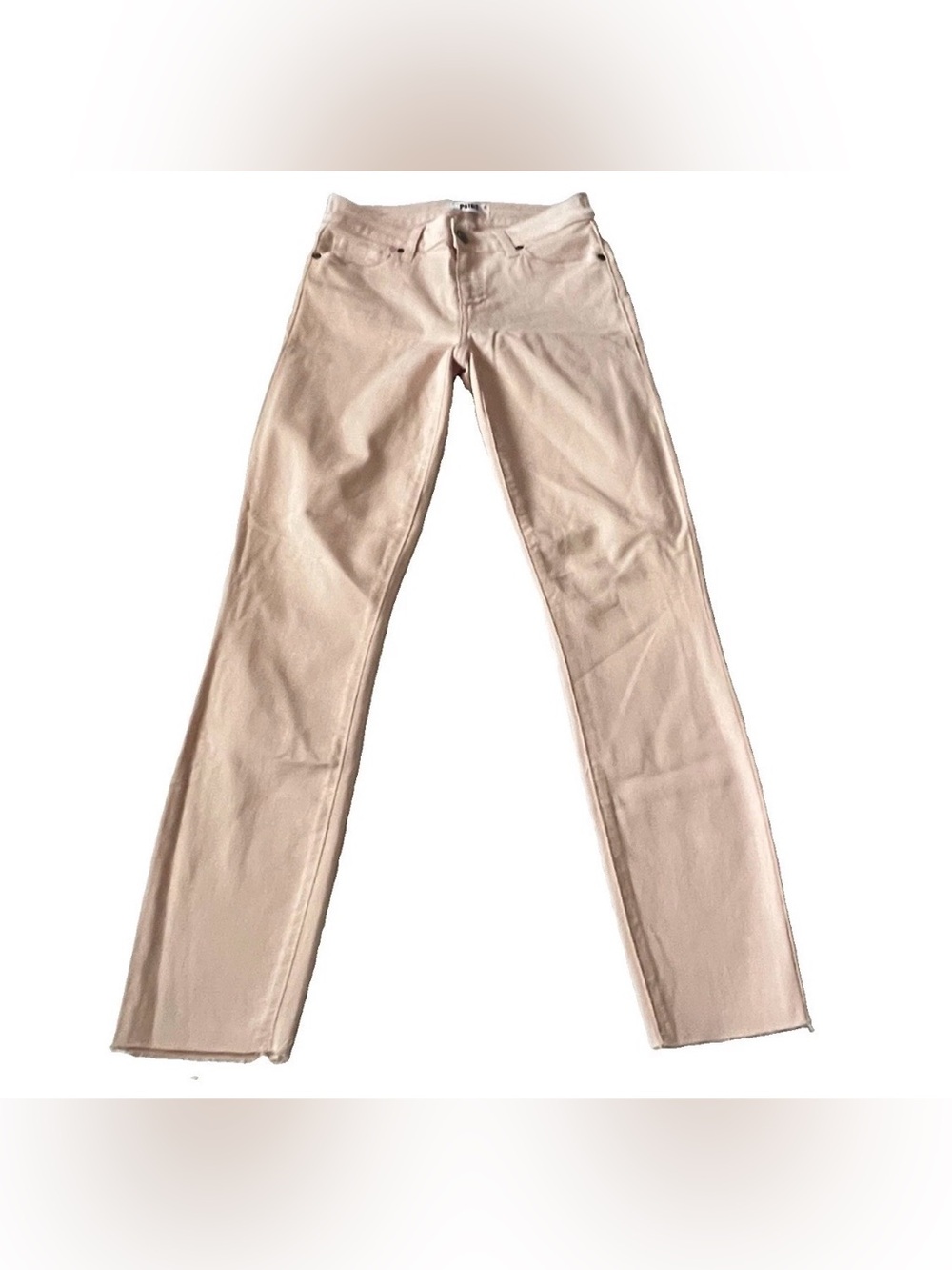 Paige Verdugo Crop Skinny Mid Rise Stretch Frayed Peachy Pink Jeans Size 26